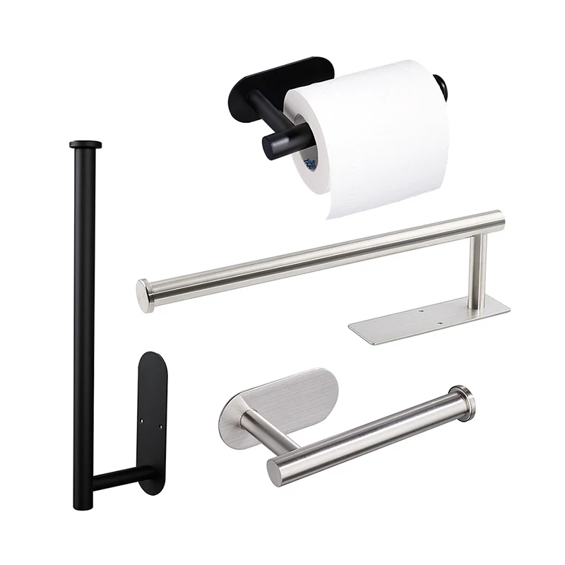 Toilet Paper Holder Wall Mounted Towel Holder for Kitchen Stainless Steel Cabinet  Paper Roll Storage Hanger Bathroom Accessories - AliExpress