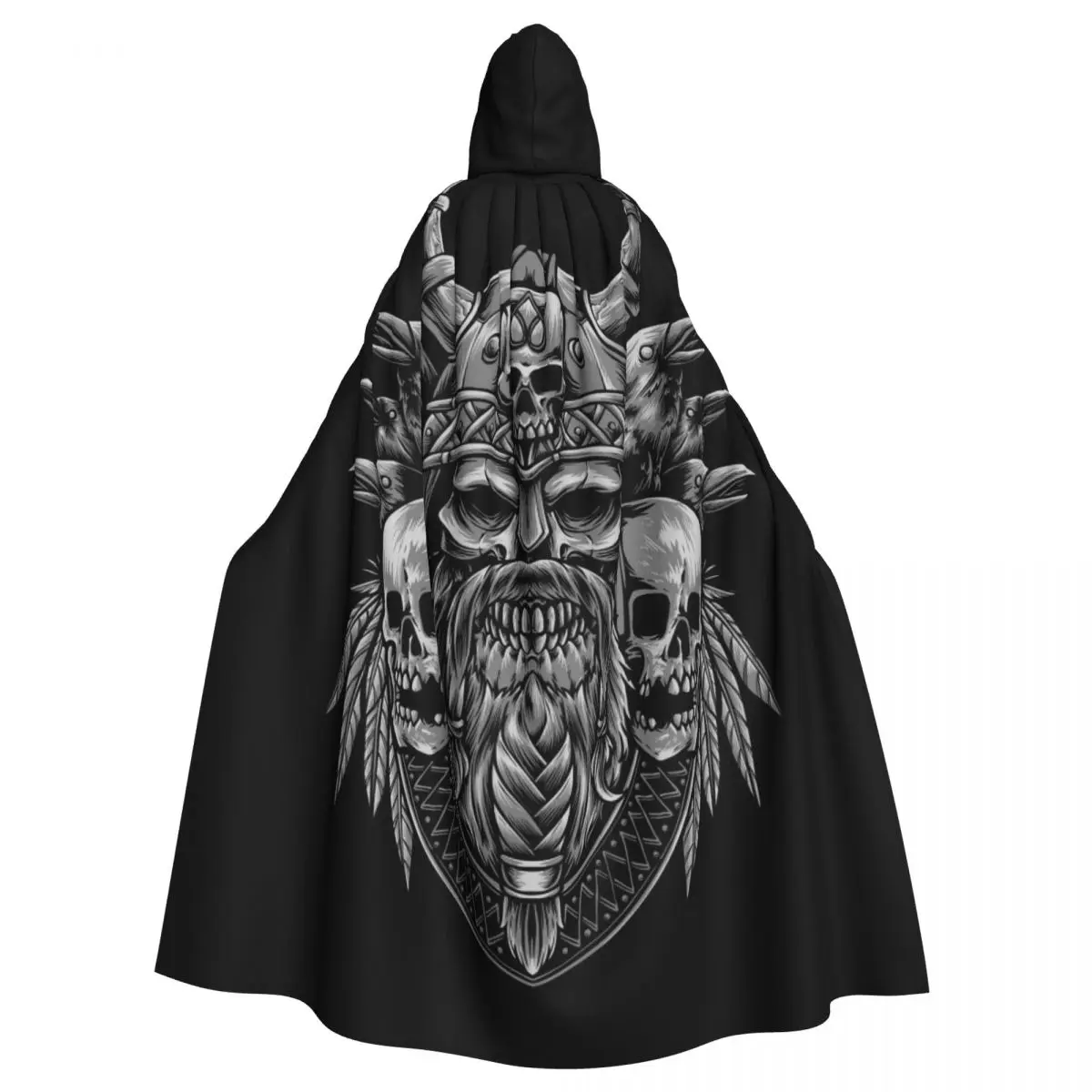 

Hooded Cloak Unisex Cloak with Hood Skull With Raven Cloak Vampire Witch Cape Cosplay Costume