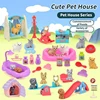 Cute Dog Pet Basket Family Toy Children Play House Games Toy Cute Mini Animal Scene Playing Toys Cat And Dog Doll Set Toys Gifts 4