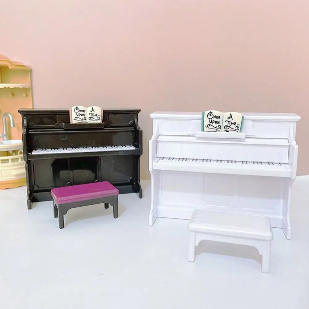1/12 Miniature Wooden Grand Piano with Stool Dollhouse Miniature Simulation Musical Instrument Toys Dollhouse Decoration f18 ufc mip cockpit front instrument panel simulation flight mfd ddi dcs hud