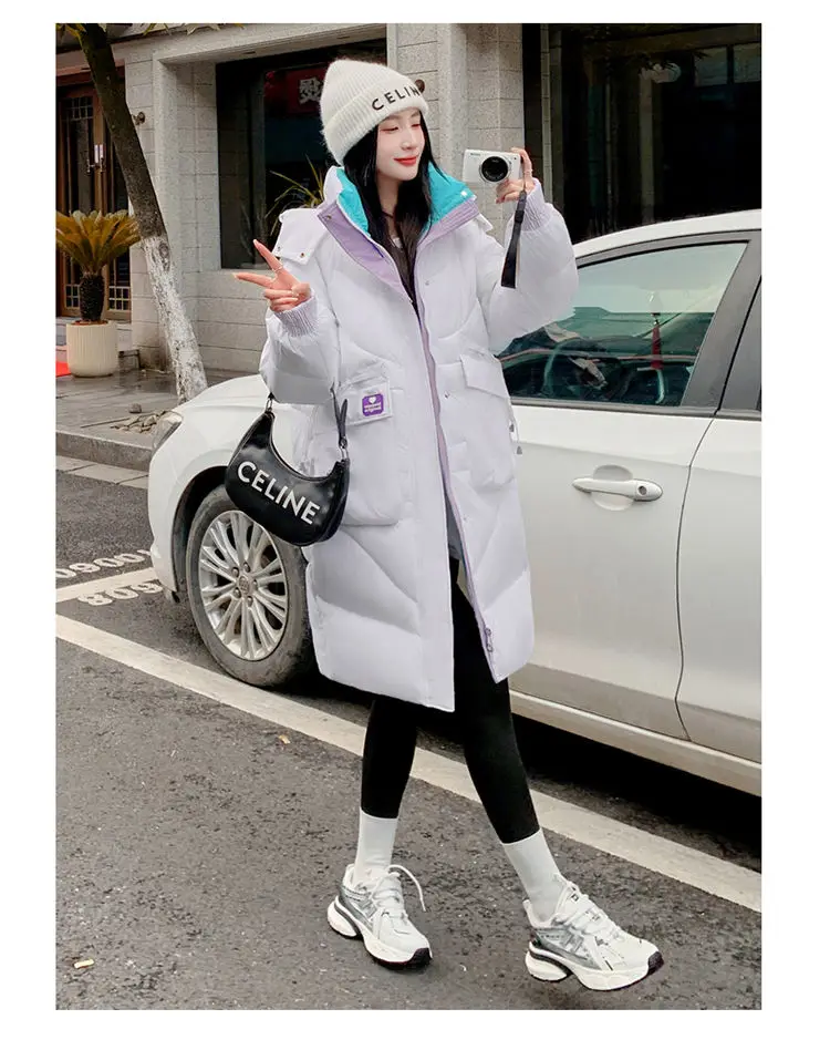Oversized Winter Hooded Parker Women Down Jacket 2026 New Thicken Cotton Padded Coat Fashion Long Overcoat Female Warm Parkas