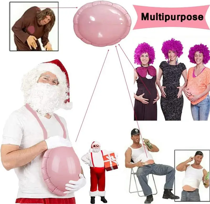 Inflatable Santa Belly Pregnant Funny Fake Belly Pregnant Costume Halloween Cosplay Dress Party for School Performance
