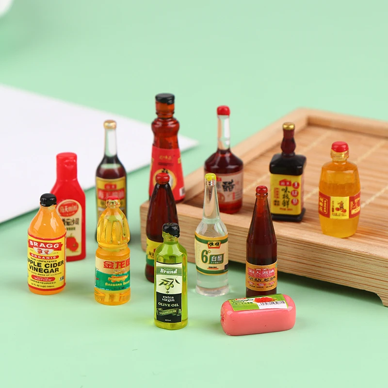 5Pcs Dollhouse Simulation Miniature Landscape Condiment Cute Miniature Dollhouse Supermarket Food Snacks Mini Cake Wine Drink 2