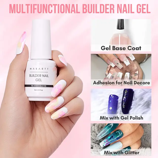 Builder Nail Gel 15ml 5in1: Base, Strengthener, Extension