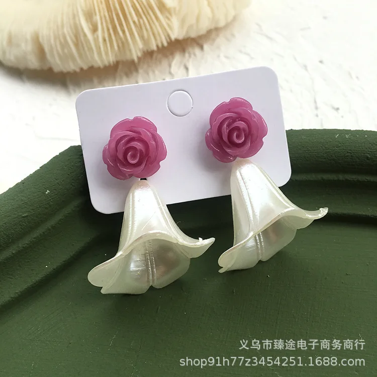 

10pcs imitation Pearl stereo flower morning glory flower Resin Flower Crafts For DIY Jewelry Making Accessories