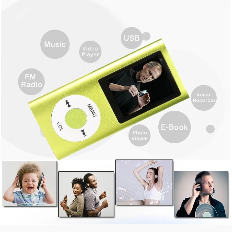 Mp3 Player With Headphones Screen Lecteur Music Mp4 FM Radio Receiver Record Digital Audio For Running Sports Mini MR Portable