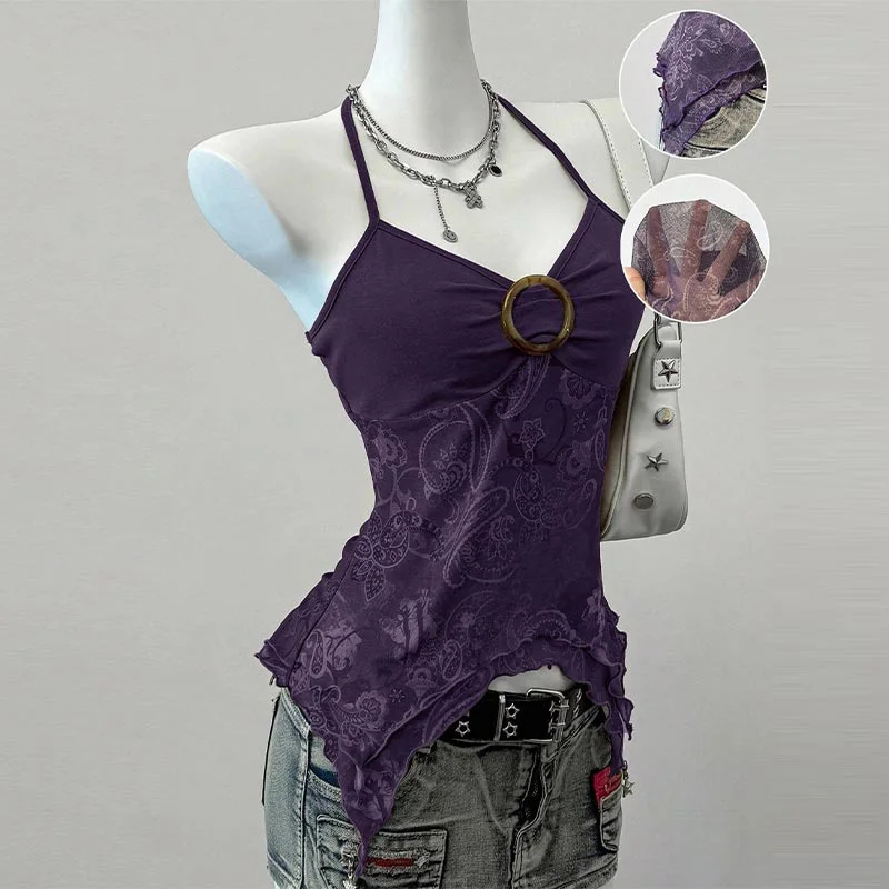Pink Spicy Girl Sleeveless Mesh Splice Slim Fit Top - Elegant Commute Style