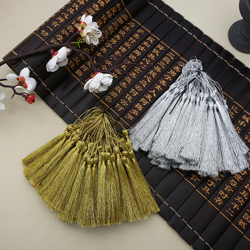 20/50Pcs 8cm Gold Silver Wire Tassel Rayon Silk Tassels DIY Craft Jewelry Pillow Cushion Packaging Bookmark Gift Tassel Pendant tassel fringe tassel decoration tassel accessories tassel trim mini tassels bookmark tassels silky floss tassels