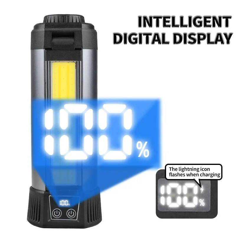 6000mAh LED Work Light Cordless COB Dimmable Light with Telescopic Stand Ideal for Outdoor Camping Work Rechargeable via Type-C