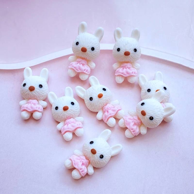 Cute Cartoon Little White Rabbit Flat Back Resin Cabochons Scrapbooking DIY Jewelry Craft Decoration Accessories 10Pcs rabbit ornaments rabbit ornament ornament crafts resin crafts accessories resin ornaments resin crafts