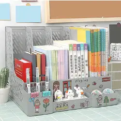 Colorful Desktop File Organizer and Multifunctional Office Shelf (4 bars pen container)