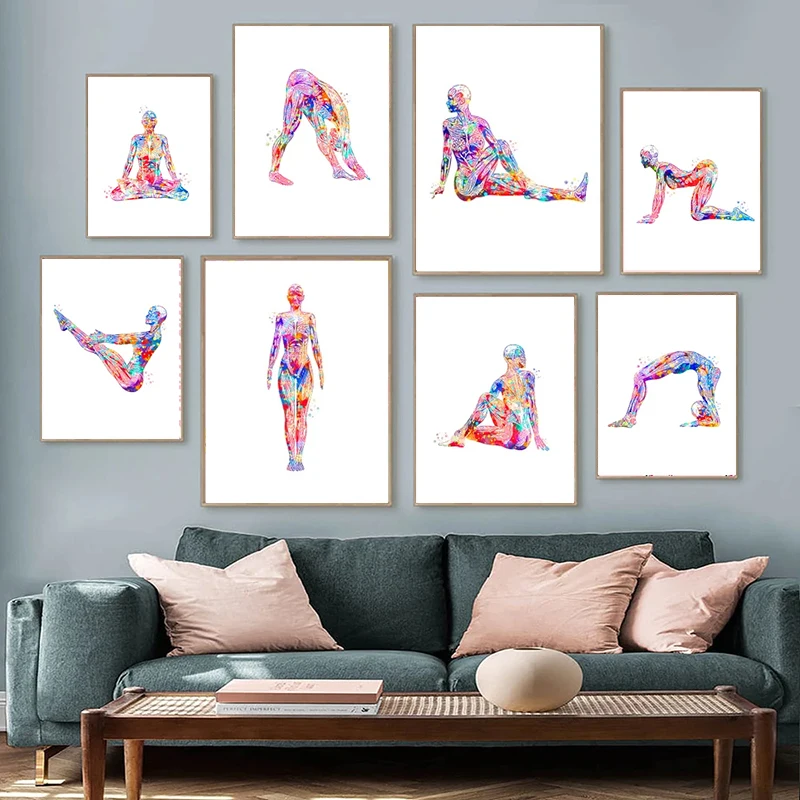 

Female Exercising Workout Fitness Art Workout Illustrations Fitness Yoga Center Art Canvas Poster Prints for Gym Home Room Decor