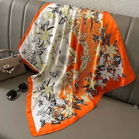 2024 New 70*70cm Silk Satin Hair Scarf Women Handkerchief Printed Female Square Head Bandana Small Neck Muffler Hijab Lady Girl 5