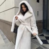 Women's Elegant Hooded Faux Fur Long Coat – FK Wears by Fatima Kazmii