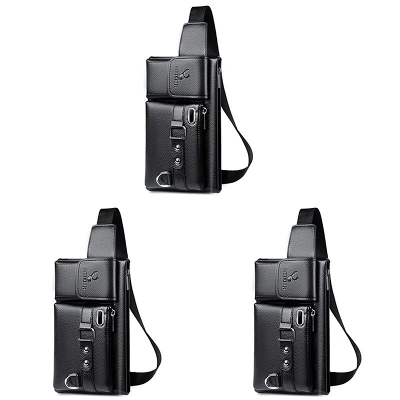 

Брендовая многофункциональная поясная сумка WEIXIER 3X унисекс на одно плечо большой вместимости, Мужская нагрудная сумка, повседневная черная сумка-мессенджер