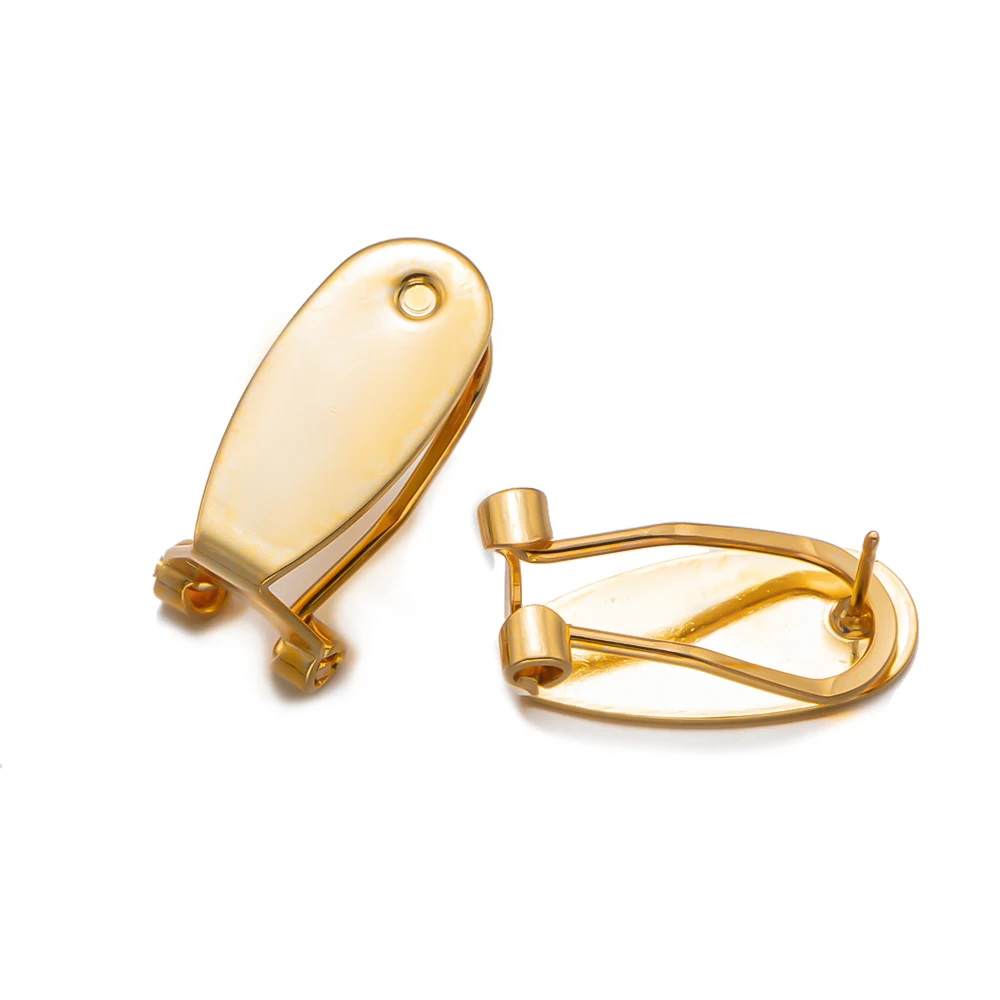 10 Stück 9 x 20 mm Kupfer-Ohrclip mit flacher Rückseite, Ohrstecker, Haken-Basisfassung für DIY, nicht durchbohrt, Ohrring-Zubehör, Schmuckherstellung – Detail 3