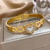 Luxury Rhinestones Heart Bangle Stainless Steel Cuff Stackable Bangle Bracelets with White Shell Valentine's Day Jewelry Gifts 6