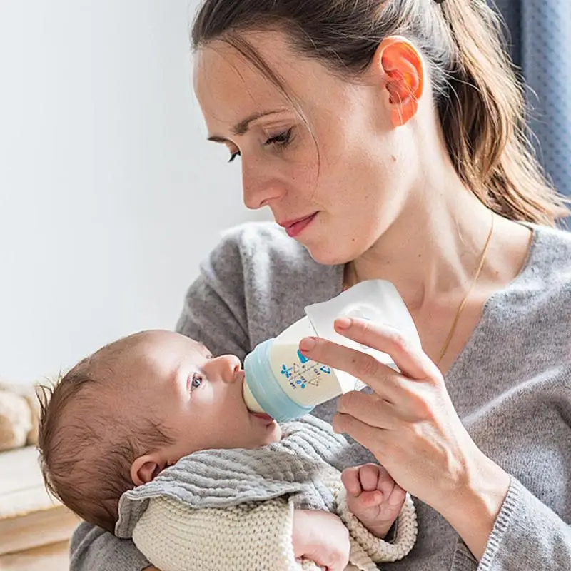 Baby Bottle Sleeve Covers Silicone Baby Bottle Sleeve Food Grade Silicone Thermal Insulation Safe Milk Bottle Fall Protection 2