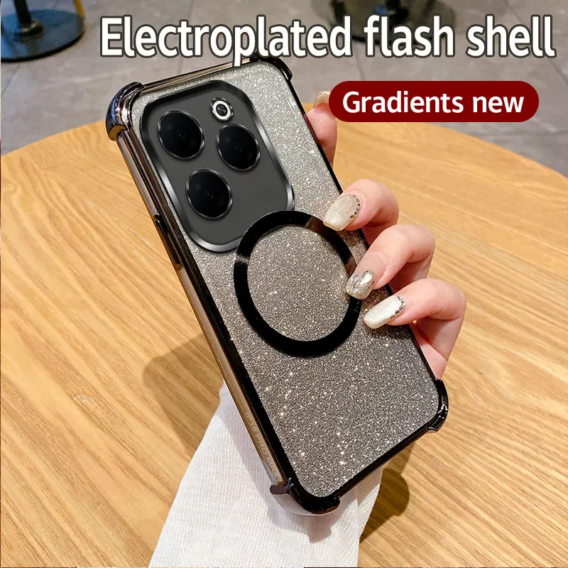 Magnetic Shockproof Phone Case For Infinix Clear Plating Cover_voghion.com