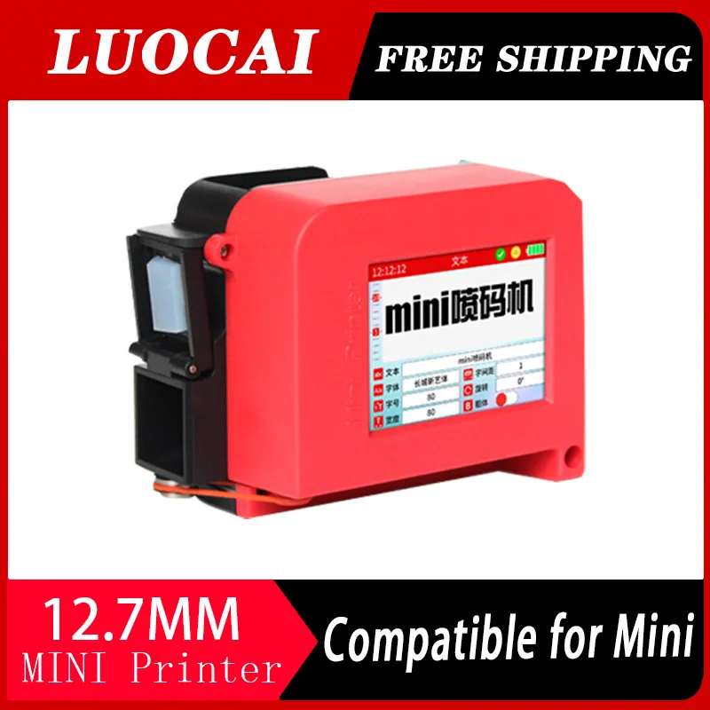 

12.7mm 25 language Touch Screen QR Bar Batch Code Date Logo Expiry Label Portable Handheld Jet Thermal MINI Printer