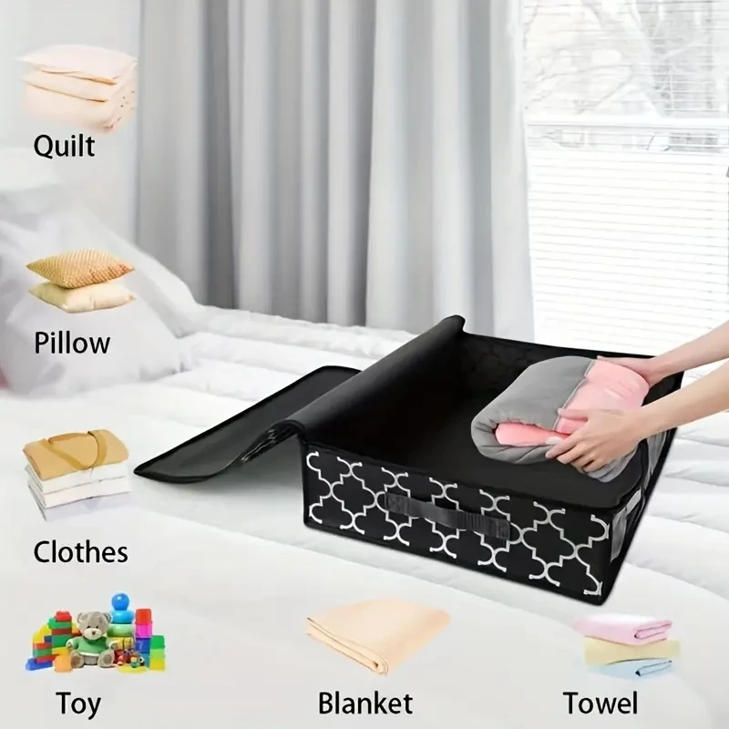 1pc Visible Window Wardrobe Storage Bag, Moisture-proof Cotton Quilt Storage And Finishing Bag, Clothing Moving Bag 5