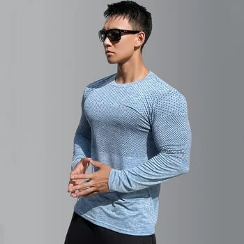 Men Gym Fitness Running Sport Quick Dry Shirts Skinny Long Sleeve T-shirt Male Jogging Workout Tees Tops Training Clothing 2