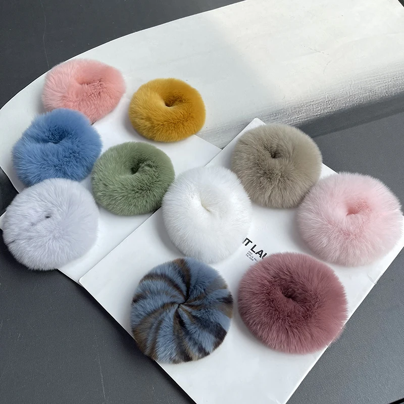 

Real Rabbit Fur Hair Scrunchies Fluffly Elastic Hair Band for Women Girls Ponytail holder Rubber Bands Rope Hair Accessories