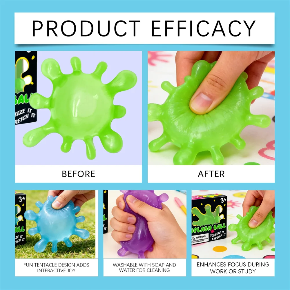 Schylling Needoh Splash Ball Sensorisch Fidget Stressverlichtende Zachte Kubus Anti-Angst Knijpobject voor Concentratie ADHD_voghion.com