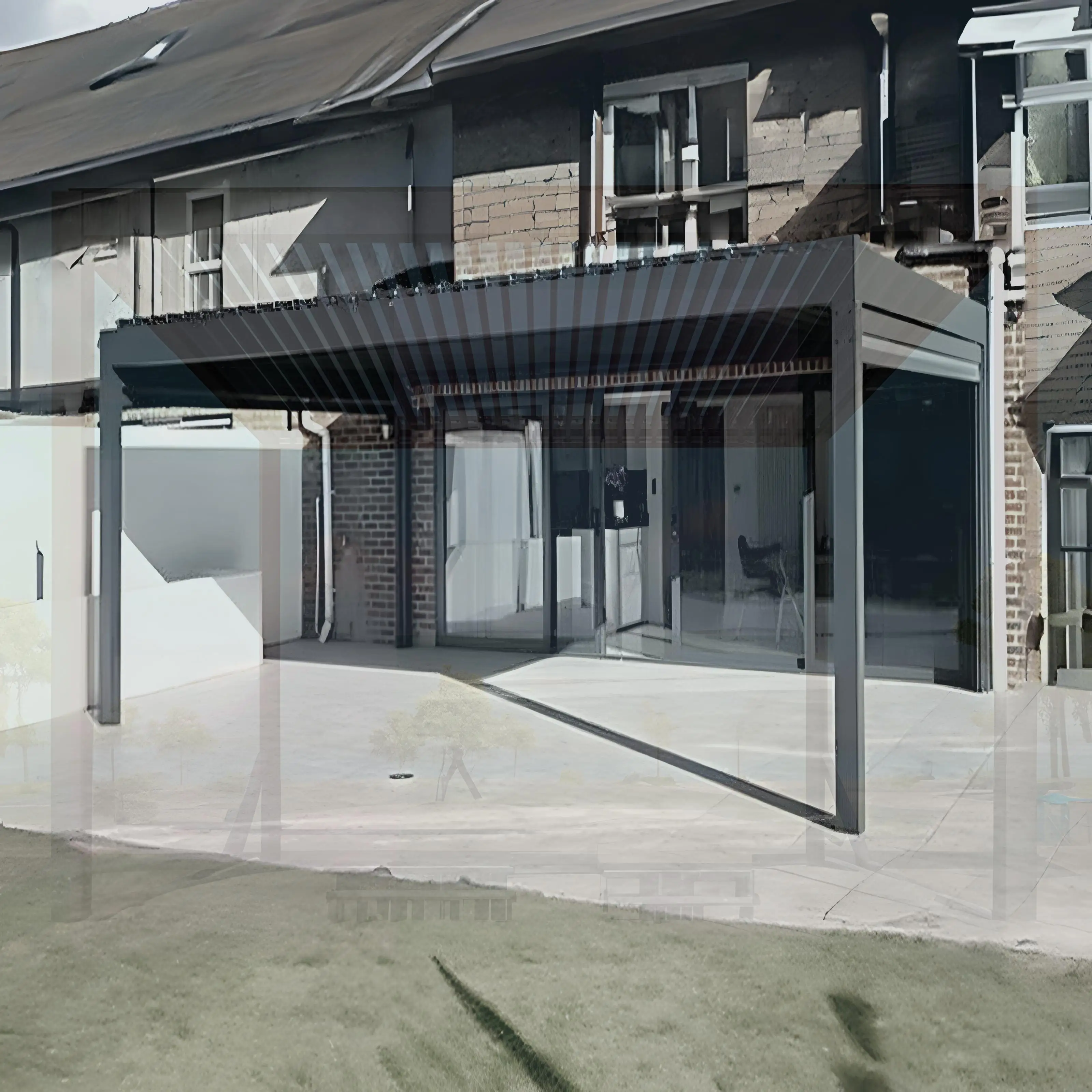 Motorized Retractable Roof Awning with LED Lighting Dimmable for Patio Garden Outdoor Use Aluminum Pergola System PVC Canopy per