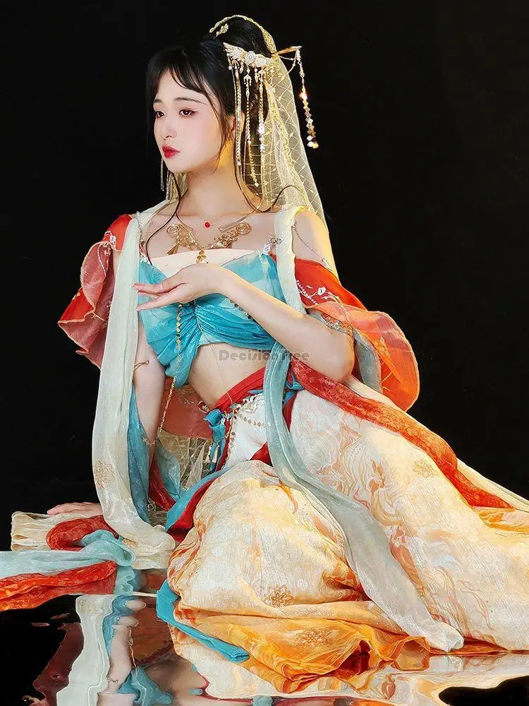 

2023 chinese new dunhuang hanfu exotic style western region girl hanfu improved dunhuang embroidery han elements costume s505