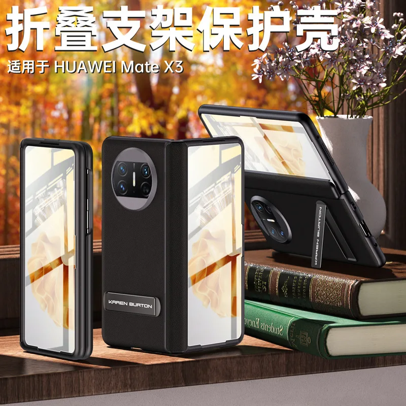 

Luxury Genuine Leather Material With Magnetic Kikcstand Bracket Case For Huawei Mate X3 Case