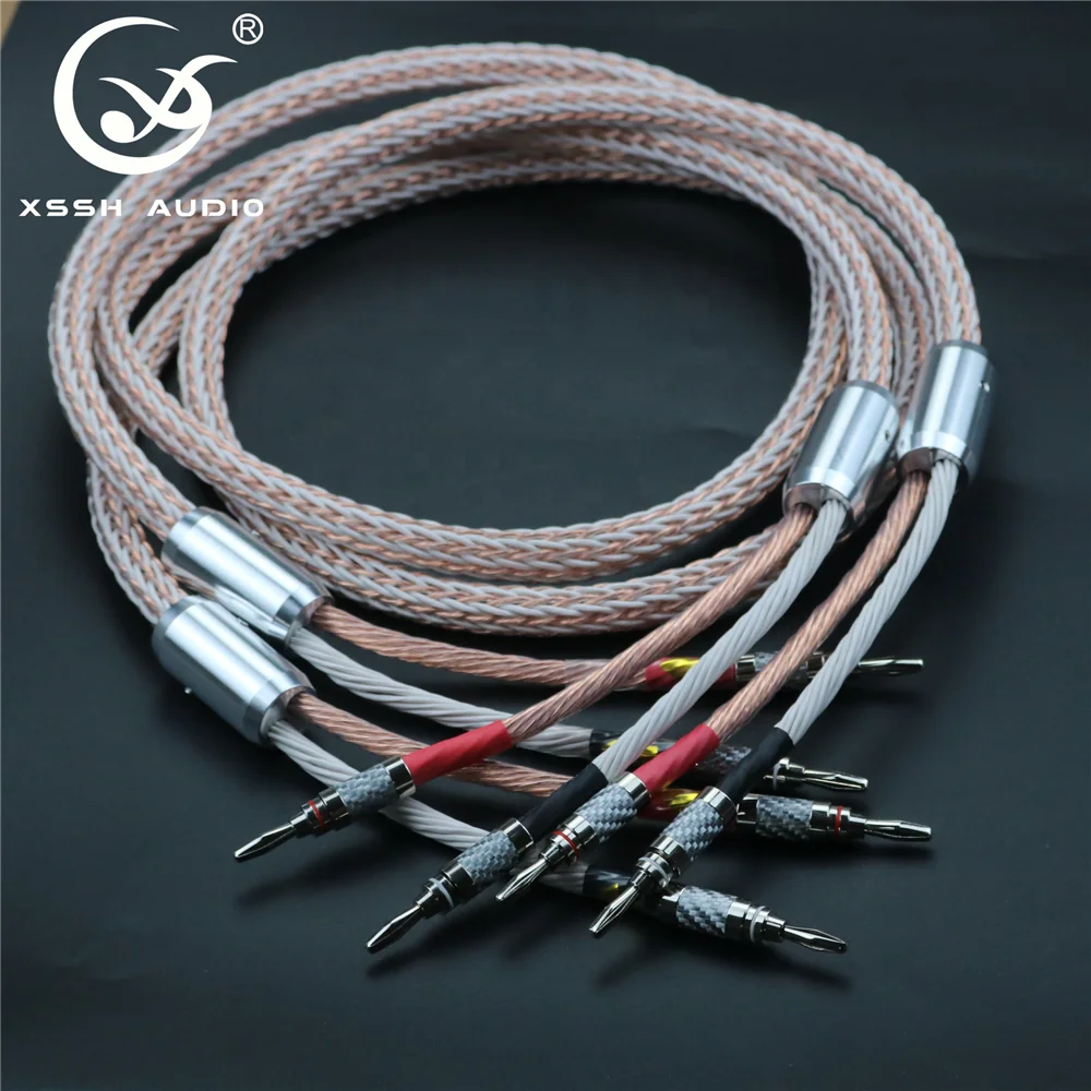 

Banana Plug Connection Line YIVO XSSH Carbon Fiber Rhodium Plated OCC Copper 24 Cores Hi End Audio Speaker Cable Wire Connector