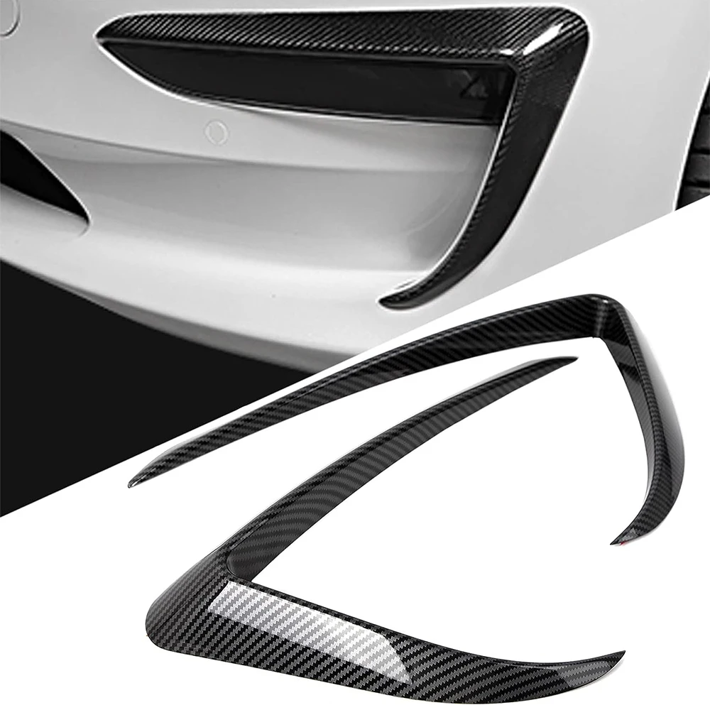 Front Fog Light Trim Cover For Tesla Model 3 Fog Lamp Frame Blade Trim  Eyebrow Spoiler for All Model 3 Accessories Carbon Fiber