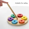 Children Montessori Rainbow Blocks Toy Color Shape Matching Stacking Game Educational Wooden Toy For Toddler Fine Motor Training 4
