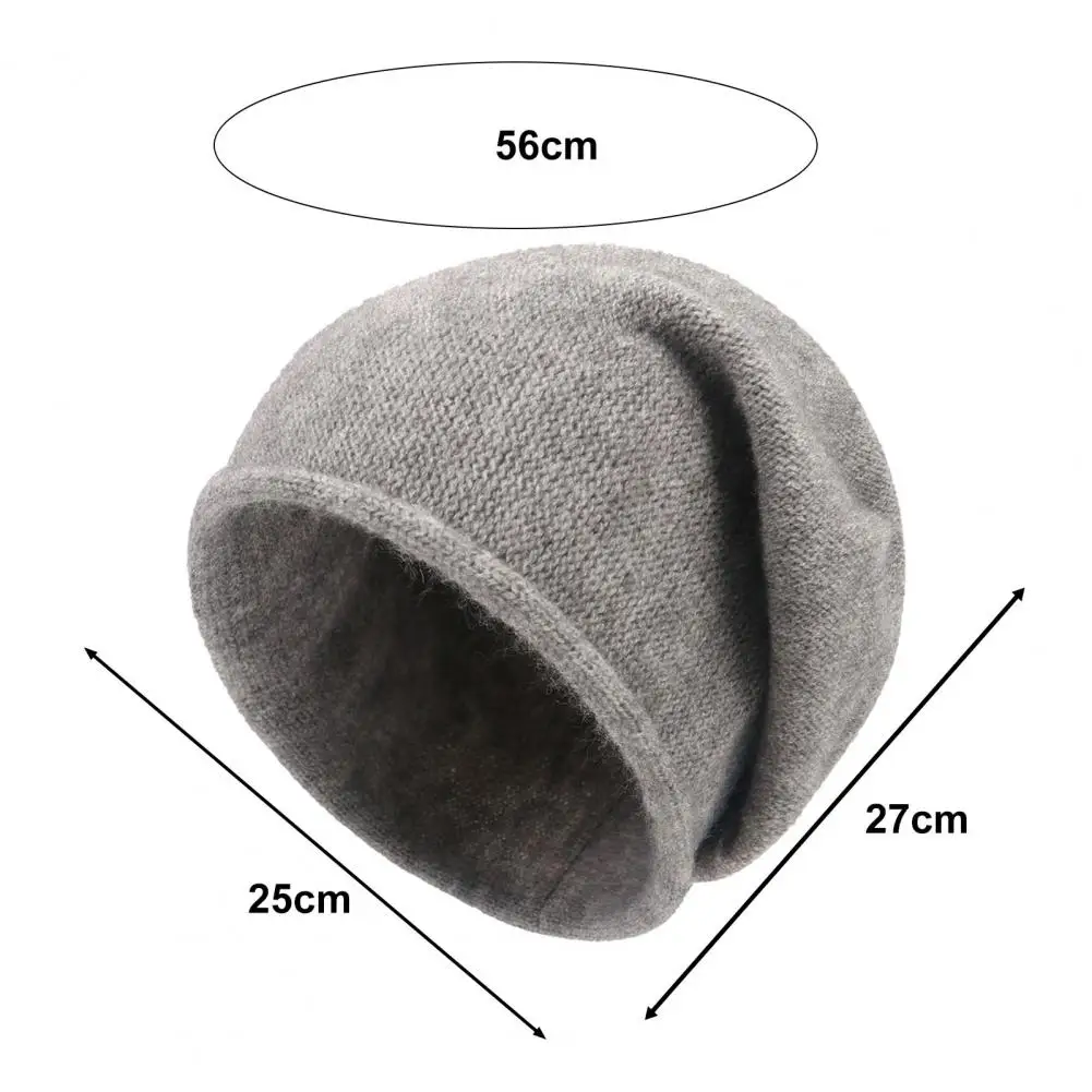 Autumn Winter Hat Cozy Knitted Women's Winter Hat Elastic Thick Warm Beanie Cap for Cold Weather Soft Stylish Solid Color Lady's