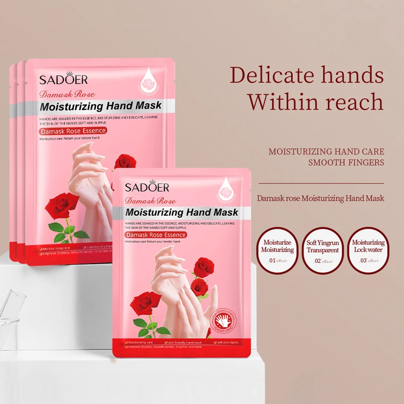 SADOER Rose Moisturizing Hand Mask Whitening Nourishing Anti-aging Hydrating Hand Exfoliating Gloves Hands Skin Care Products