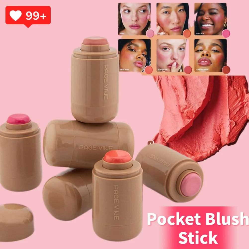 Summer Pocket Blush Stick 3-in-1Blush Stick Lasting Brightens Facial Cheek Moisturizing Lip Gloss Makeup Easy To Apply