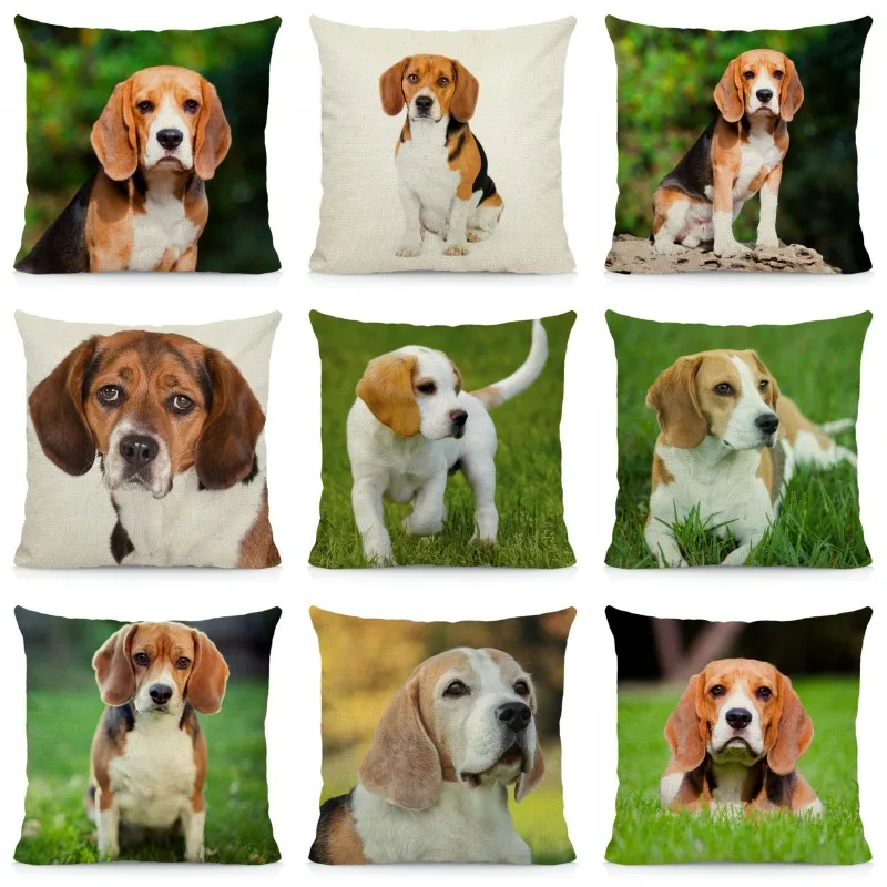 

XUNYU Cute Dog Cushion Cover Beagle Pillow Case Home Decoration GXK17A