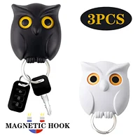 Hooks  Owl Magnetic Key Hook Auto Blinking Cute Hooks No Punch Storage Hooks Kitchen Home Wall Decoration Hooks 1