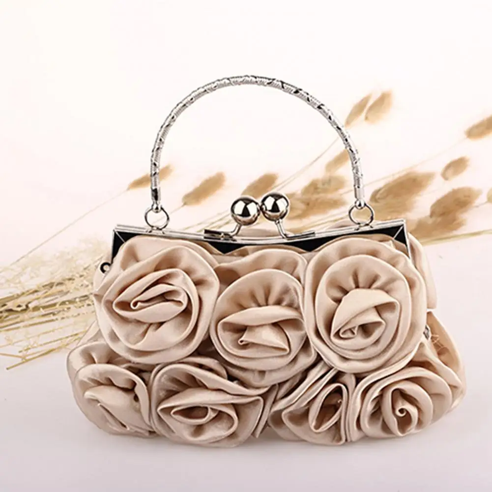 

Ladies Rose Handbag Silk Floral Clutch Bag Wedding Bridal Rose Flower Handbag Chic Tote Bag for women bolsa feminina bolso mujer