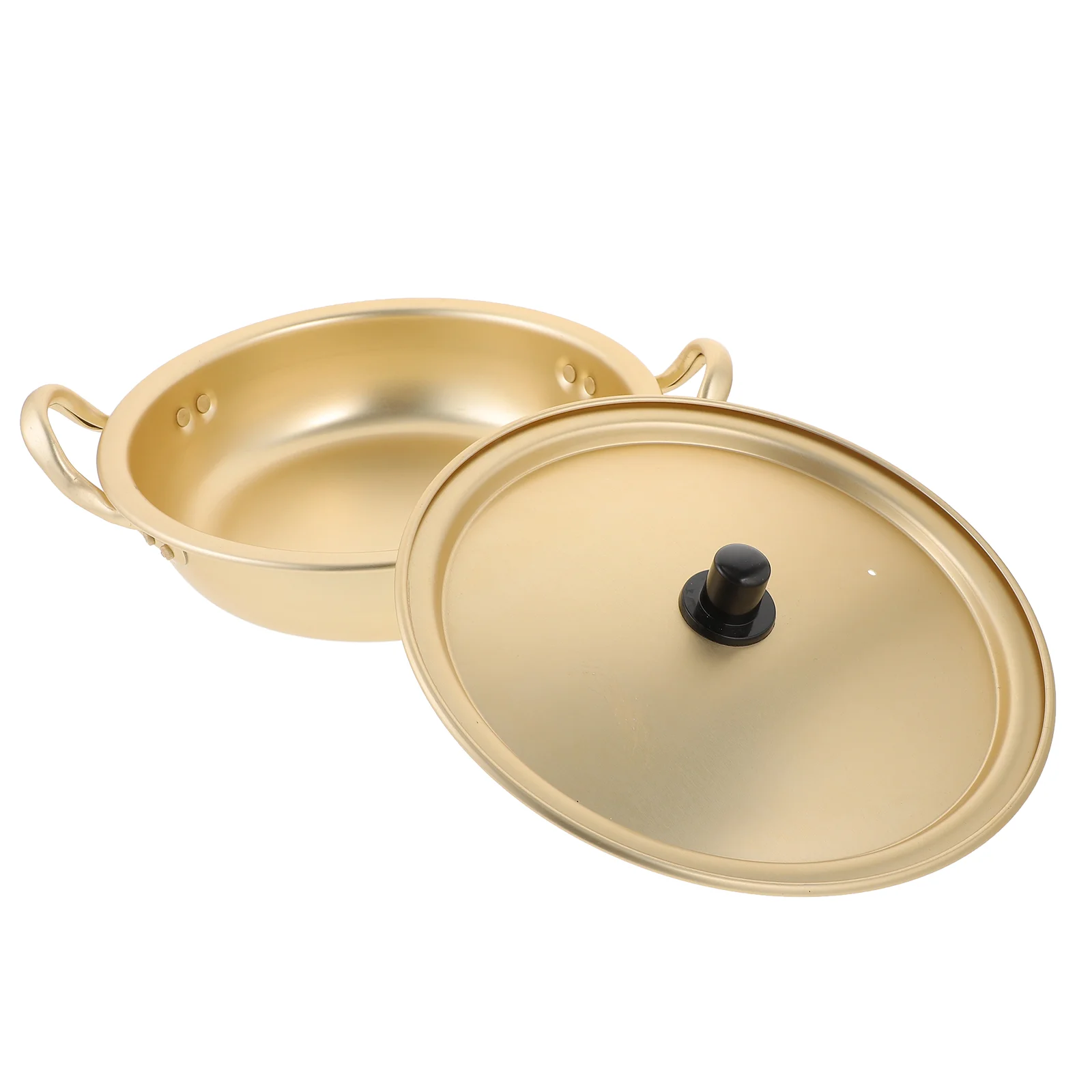 

Korea Ramen Pot Instant Noodle Pot Fast Heating Food Stew Pan Aluminum Alloy Soup Bowl With Handles Lid Kitchen Cookware