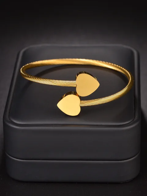 Hip Hop Stainless Steel Bracelet Adjustable Open Cuff Charm Bangle for Men Women Punk Heart Bracelets Lovers Jewelry Gifts 3