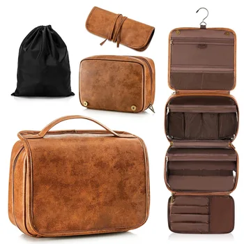 Borsa per il trucco da viaggio Borsa da toilette portatile per cosmetici di grande capacità da donna Porta pennelli verticale indipendente