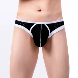 Men Briefs Sexy Low-Rise U Convex Pouch Panties Breathable Knickers Mesh Bikini Underwear Underpants Brief Tanga Slip