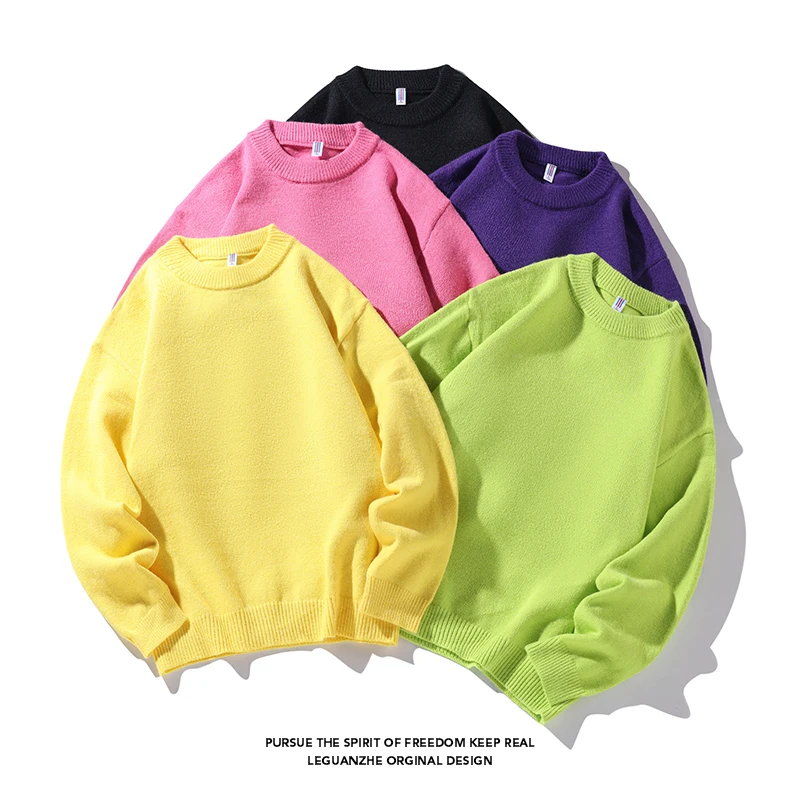 

Extfine Solid Color Basic Women Sweaters Loose Crew Neck Autumn Harajuku Knitted Pullovers Fashion Casual Female Knitwear