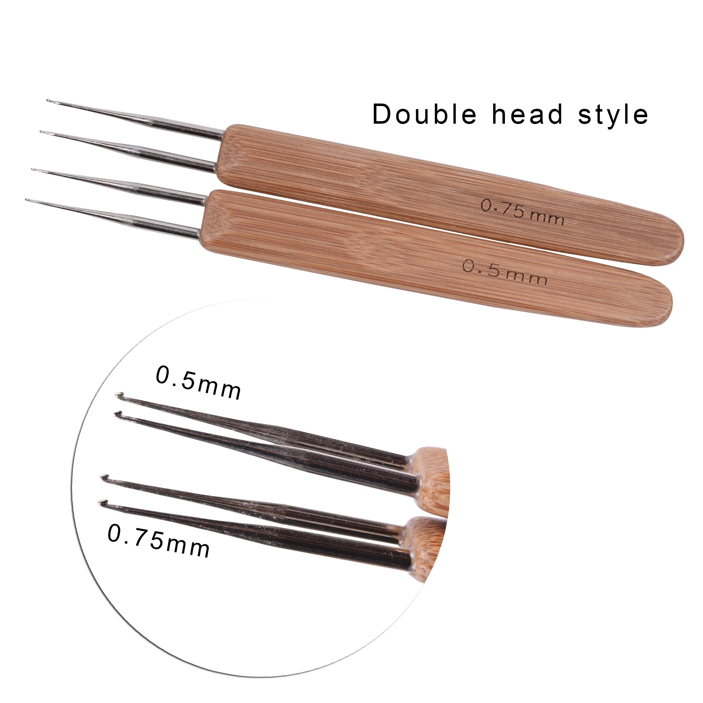 0.5mm 0.75mm 드레드락 훅 니들 1/2/3 훅 대나무 크로셰 바늘 헤어 드레드락 액세서리 가발 제작 도구