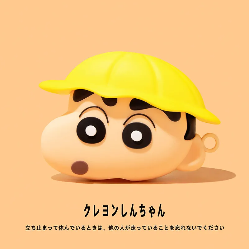 Yellow Hat Kawaii 3D Crayon Shin-chan Silicone Earphone Case Cover