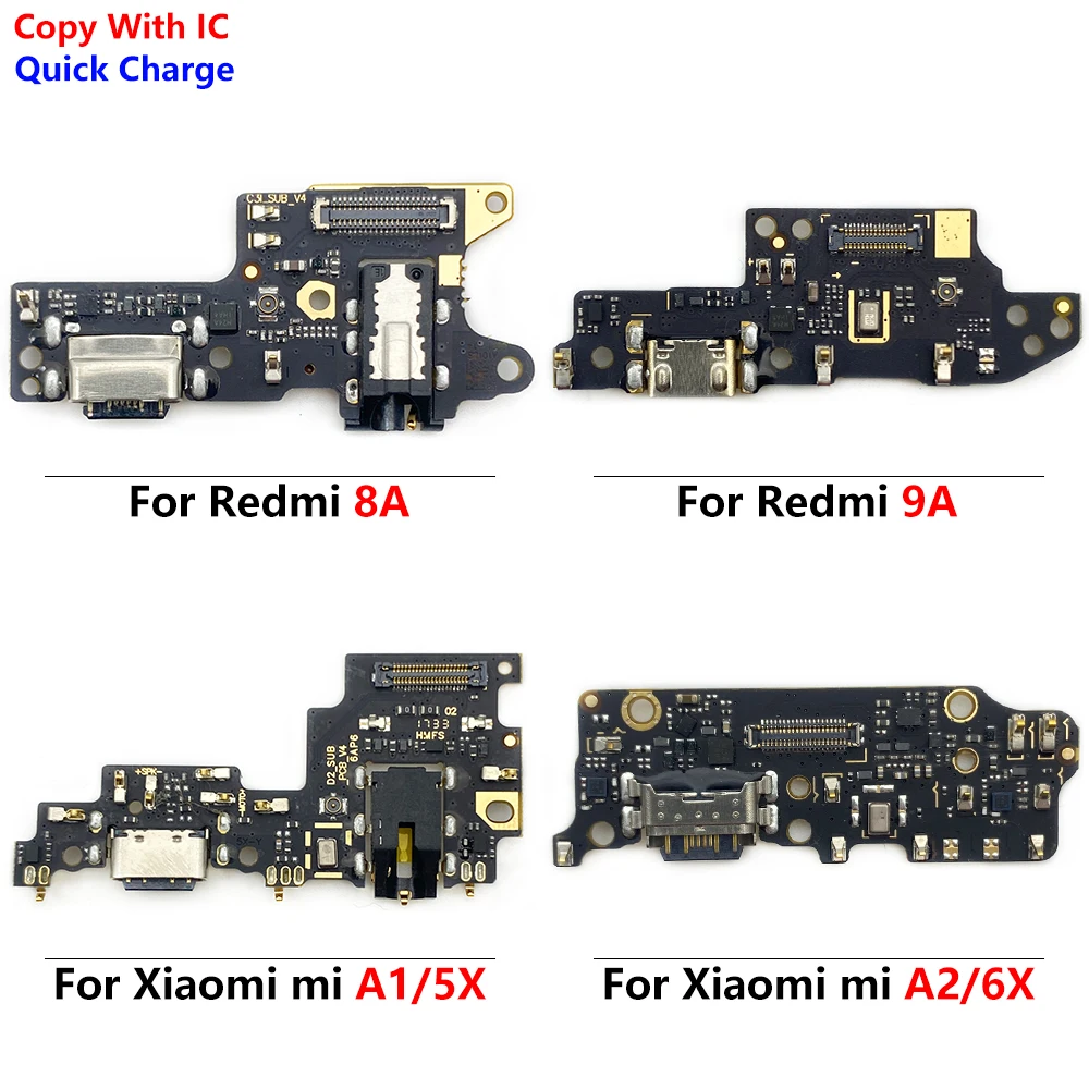 10 Pcs For Xiaomi Redmi Mi A1 A2 8 8A 9A Note 7 USB Port Charger Dock Plug Connector Charging Board FLex Cable Mic Microphone