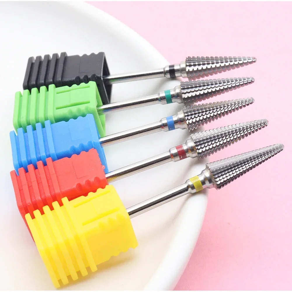 Nail Drill Bit 5-in-1 Carbide Professional Tungsten Steel Gradient Teeth Design for Pre-treatment and Removal 1pc