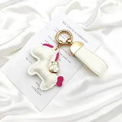 Elegant Leather Cartoon Pony Keychain Pendant, Mini Horse Bag Charm and Stylish Holiday Gift (White)